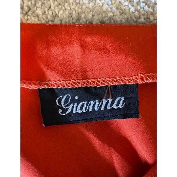 Gianna Silk V-Neck Blouse in Orange, Women's Size M - Picture 2 of 6